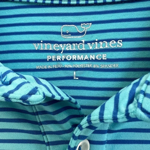 Vineyard Vines Men's Blue Striped Polo Shirt Size Large - Picture 4 of 5
